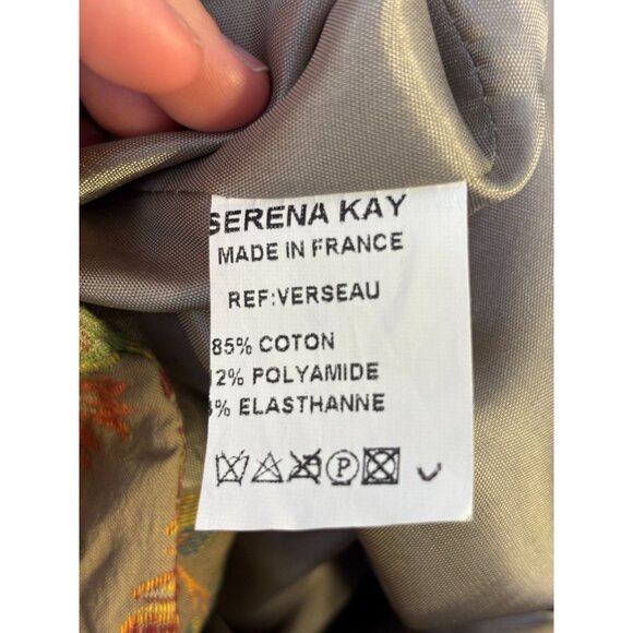 Serena Kay Paris Tan Multi Floral Print Button Front Jacket M - Picture 8 of 8